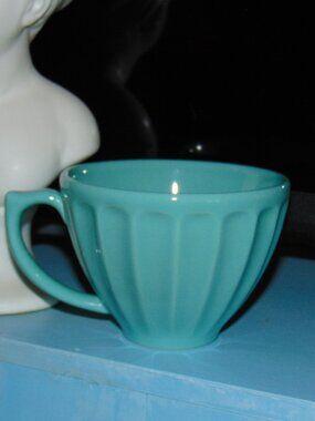 Anthropologie Biscuit Mug Cup LARGE Coffee Latte Aqua /Seafoam Green Portugal